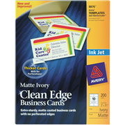 Avery Clean Edge Inkjet Business Cards, Ivory, 2" x 3 1/2"