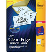 Avery Clean Edge Laser Business Cards, Gray, 2" x 3 1/2"