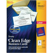 Avery Clean Edge Laser Business Cards, Ivory, 2" x 3 1/2"