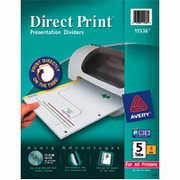Avery Direct Print Custom Dividers for Black & White Laser Printers, 5-Tab, 24/Pack