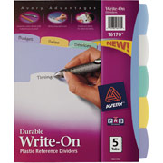 Avery Durable Poly Write-On Dividers, 5-Tab