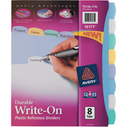 Avery Durable Poly Write-On Dividers, 8-Tab