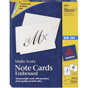 Avery Embossed Inkjet Notecards, Ivory, Matte Finish, 30 Pack