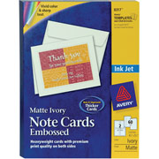Avery Embossed Inkjet Notecards, Ivory, Matte Finish, 60 Pack