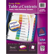 Avery Extra-Wide Table of Contents Dividers, Multicolor, 10-Tab