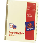 Avery Gold Reinforced Preprinted Tab Dividers, A-Z