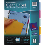 Avery Index Maker Translucent Clear Label Dividers, 5-Tab Multicolor