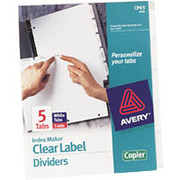 Avery Index Maker White Dividers with Clear Tab Labels for Copiers, 5-Tab
