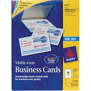 Avery Inkjet Business Cards, Gray, 2" x 3 1/2", 250/Cards