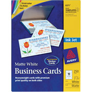 Avery Inkjet Business Cards, White, 2" x 3 1/2", 250/Cards