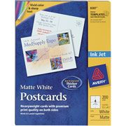 Avery Inkjet Postcards, 5 1/2" x 4 1/4", Matte Finish