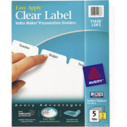 Avery Laser Printer Index Maker Clear Label Dividers, 5-Tab Set, 5/Sets