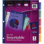 Avery Multicolored Plastic Insertable Tab Dividers, 5-Tab