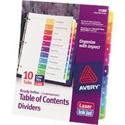 Avery Ready Index Table of Contents Dividers, 10-Tab, Multicolor, 6/Sets