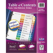 Avery Ready Index Table of Contents Dividers, 12-Tab, Multicolor, Single Set
