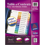 Avery Ready Index Table of Contents Dividers, Jan-Dec, Multicolor, Single Set