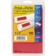 Avery  Rectangular Color Coding Labels, 1" x 3",  Red