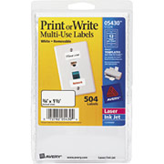 Avery S1224 White Multi-Purpose Labels, Rectangular, 3/4"H x 1 1/2"L