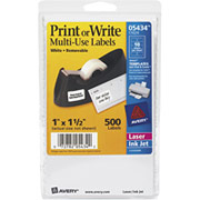 Avery S1624 White Multi-Purpose Labels, Rectangular, 1"H x 1 1/2"L