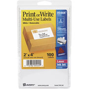 Avery S6432 White Multi-Purpose Labels, Rectangular, 2"H x 4"L