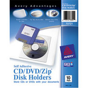 Avery Self-Adhesive Media Pockets, CD/DVD/Zip
