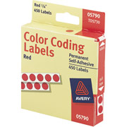 Avery TD5730 Color Coding Labels, Round, 1/4" Diameter, Red, 450/Pack