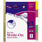 Avery Write-On BIG TAB Dividers, 5-Tab Set, Color Tabs