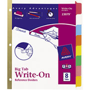 Avery Write-On BIG TAB Dividers, 8-Tab Set, Color Tabs