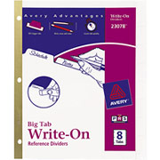 Avery Write-On BIG TAB Dividers, 8-Tab Set, White Tabs