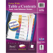 AveryExtra-Wide Table of Contents Dividers, Multicolor, 8-Tab