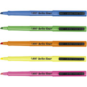 BIC Briteliner Highlighters, Assorted, Dozen