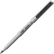 BIC Value Roller Pens, Fine Point, Black, Dozen