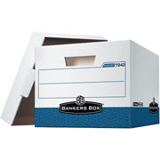Bankers Box Maximum Strength R-KIVE Storage Box, White/Blue, 4/Pack