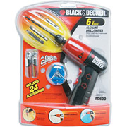Black & Decker 6V Alkaline Drill/Driver & 4 AA Batteries, Assorted Bits, 10 Anchors, 10 Screws