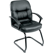 Boss Sled Base Black Leather Guest Chair