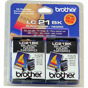 Brother LC21BK2PK Black Ink Cartridge, 2/pack