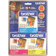 Brother LC51CL3PK C/M/Y Color Ink Cartridges, 3/Pack