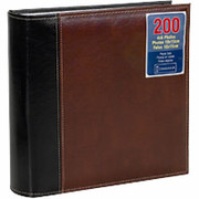 Brown and Black Saddle-Stitch Leather Bound Photo Album