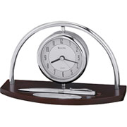 Bulova Allaire Mahogany and Brushed Aluminum Clock
