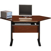 Bush Contours Corner Desk, White Glove, Hansen Cherry Finish