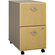 Bush Cubix 2-Drawer File Cabinet, Light Oak/Sage