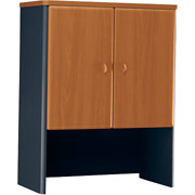 Bush Cubix 30" Storage Hutch, Natural Cherry/Slate Gray