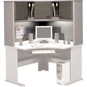 Bush Cubix Corner Hutch, White Spectrum/Pewter