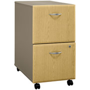 Bush Cubix Fully Assembled 2-Drawer File Cabinet, Light Oak/Sage