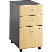 Bush Cubix Fully Assembled 3-Drawer File Cabinet, Beech/Slate Gray