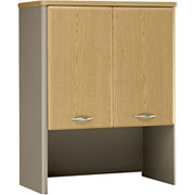 Bush Cubix Fully Assembled 30" Storage Hutch,  Light Oak/Sage