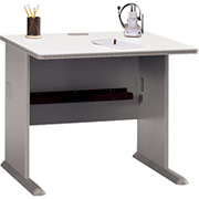 Bush Cubix Fully Assembled 36" Desk, White Spectrum/Pewter