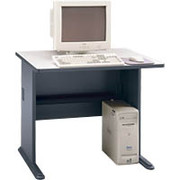 Bush Cubix Fully Assembled 36" Desk, White Spectrum/Slate Gray