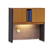 Bush Cubix Fully Assembled 36" Hutch, Natural Cherry/Slate Gray