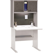 Bush Cubix Fully Assembled 36" Hutch, White Spectrum/Pewter